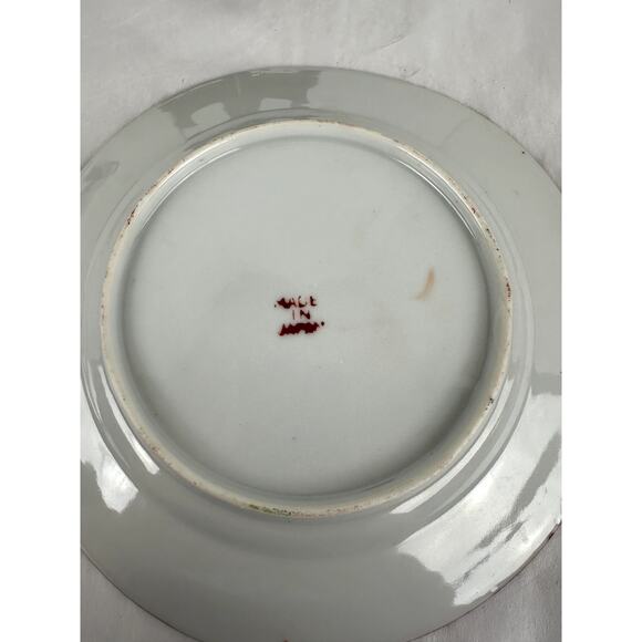 Japanese Antique China Two 7 In. Plates Geisha Floral Structures 1921-1941 - Picture 5 of 9